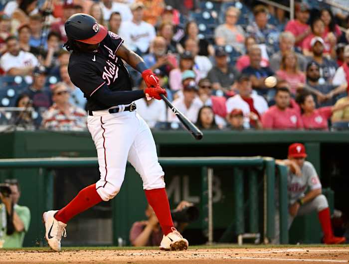 Josh Bell slugs a home run against the Philadelphia Phillies.